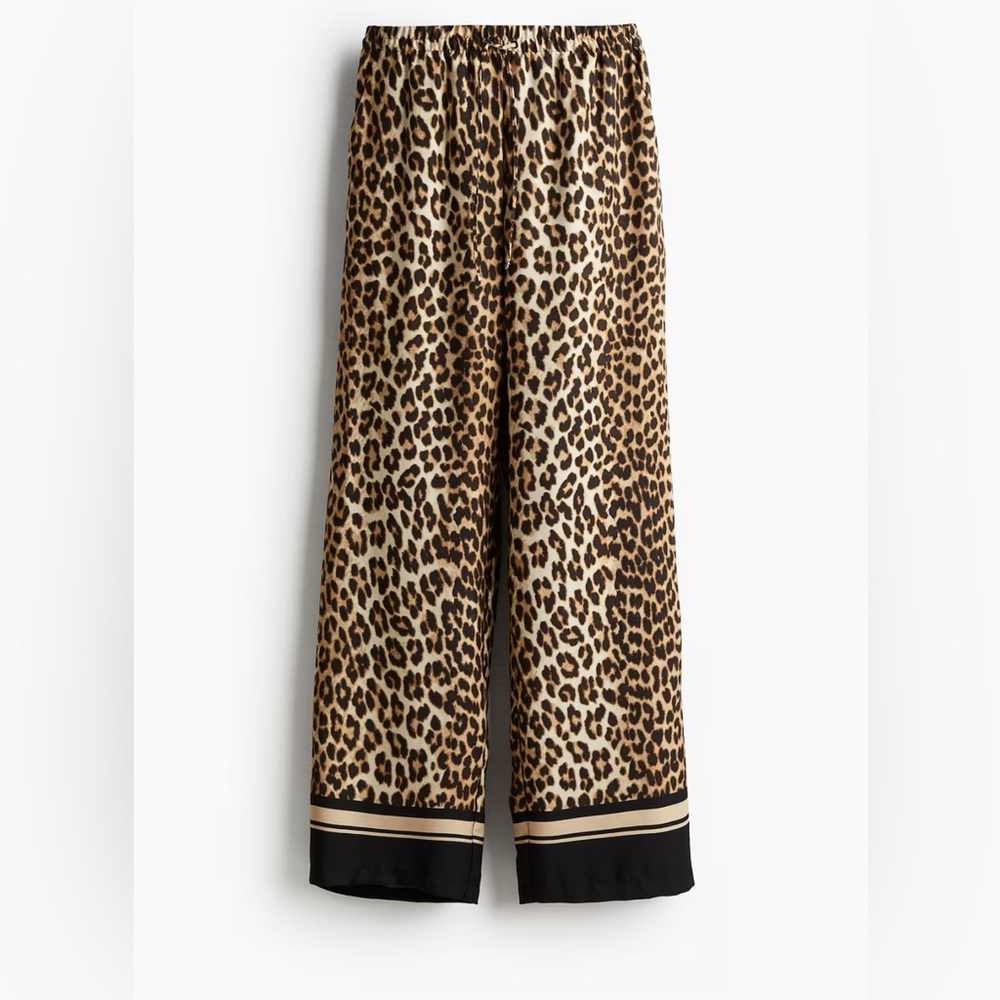 H&M Leopard Print Wide-Leg Pants Large